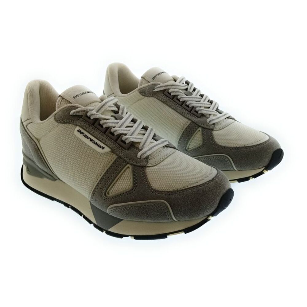 Emporio Armani Men's Black Mixed-Material Retro Runner Sneakers
